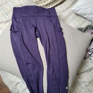 Lululemon cropped purple running leggings